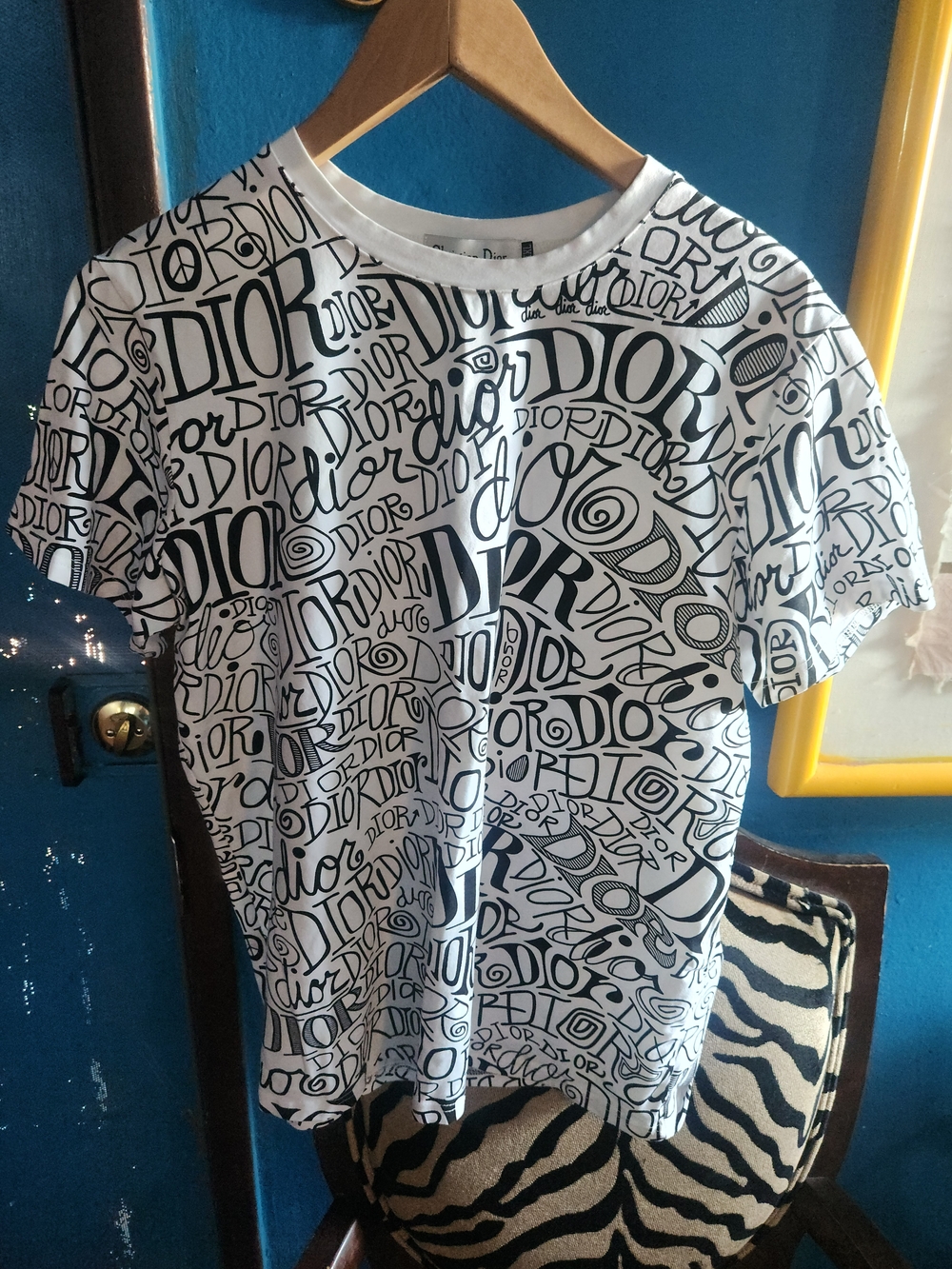DIOR Adult Men's Large White Graphic Logo T-Shirt